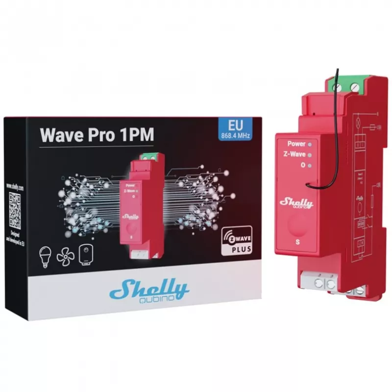 Solid-state relay Shelly Qubino Wave PRO 1PM czerwony 16A 110-240V