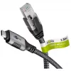 Kabel Ethernet USB-C 3.2 Gen2 Wtyk > Wtyk RJ-45, Adapter LAN czarny/srebrny, 2 metry, oplot tekstylny pleciony
