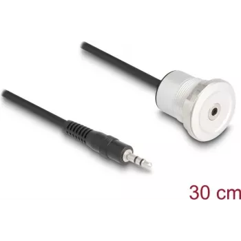 DeLOCK 88188 przewód audio 0,3 m 3,5 mm wtyk – gniazdo czarny srebrny