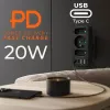 Rozgałęźnik zasilania MACLEAN MCE248 F/B — 3 gniazda AC (1x16A, 2x6A) i 4 porty USB (2xUSB‑A, 2xUSB‑C PD 20W), wtyczka EU, czarny