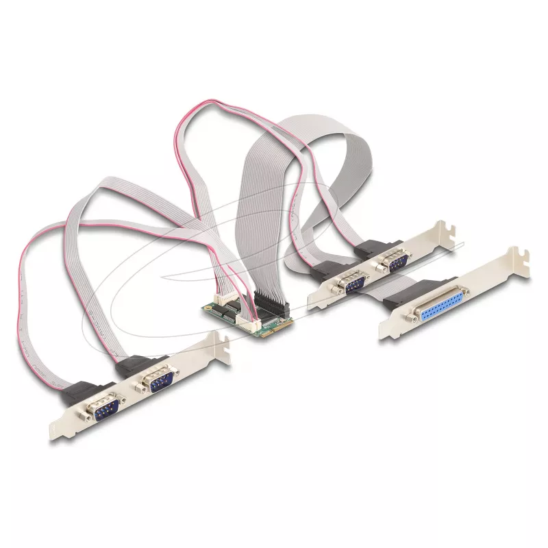 Wewnętrzny adapter interfejsu Mini PCIe DELOCK 95279 — Host szeregowy, wyjście Mini PCIe, obsługa RS-232, 460,8 Kbit/s, FIFO 256 B, 30×51×10 mm