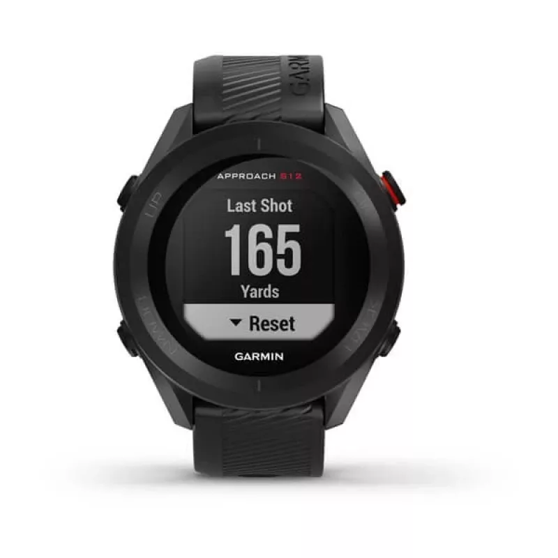 Zegarek golfowy GPS GARMIN Approach S12 Czarny, koperta 43 mm, pasek silikonowy, 30 h pracy na baterii GPS