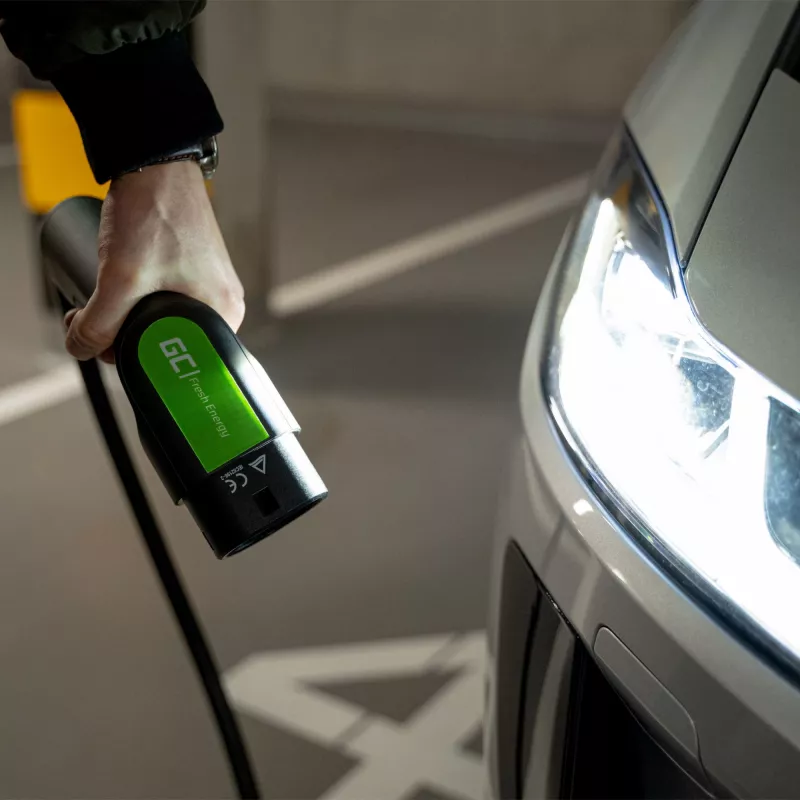 Kabel do ładowania pojazdów elektrycznych zielony Cell EV13 Czarny Type 2 5m