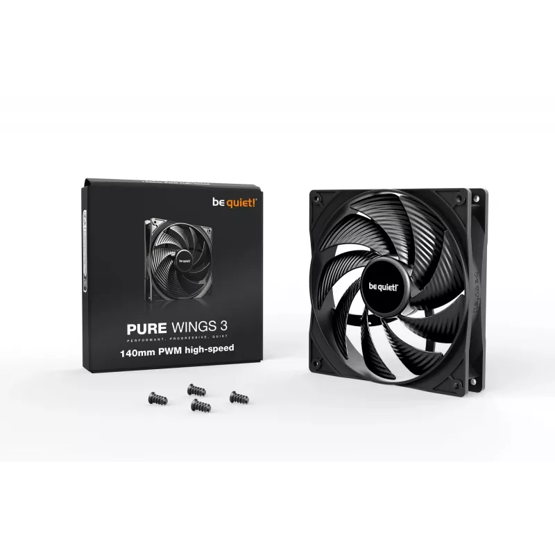 be quiet Pure Wings 3 140mm PWM wysokiej prędkości wentylator do obudowy komputera 14 cm Czarny 1 szt.