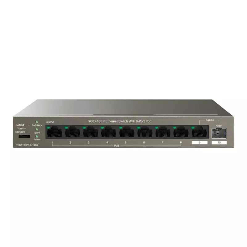 Niezarządzalny przełącznik Tenda TEG1110PF-8-120W Gigabit Ethernet PoE 9 portów