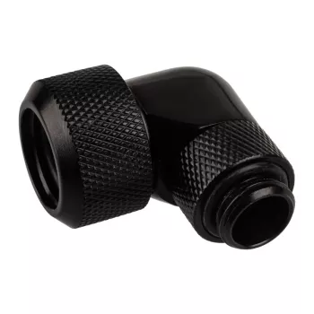 Alphacool Eiszapfen 16mm HardTube złączka wkręcana 90° obrotowa G1/4 - kątowa złączka zaciskowa do chłodzenia cieczą - głęboka czerń