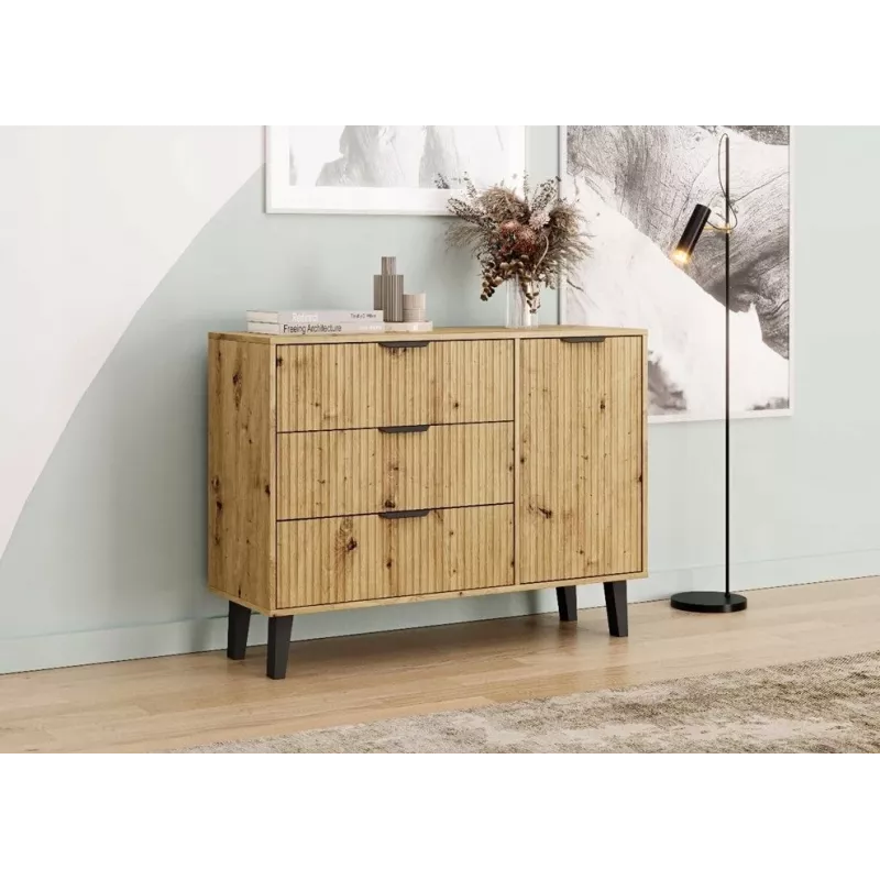 SCANDI 1D3S cienki dąb ARTISAN komoda