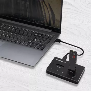 Qoltec 52274 Stacja dokująca do dysków M.2 SSD | NVMe | SATA | USB-C | DUAL 2 x 2TB