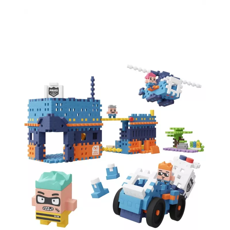 MARIOINEX Mini Waffle City Posterunek Policji Klocki Budowlane, 280 elementów