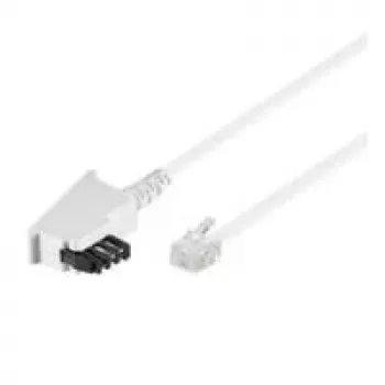 Wentronic Goobay Kabel połączeniowy TAE-F (uniwersalne wyprowadzenie pinów), biały, 3 m – wtyczka TAE-F na wtyczkę RJ11/RJ14 (6P4C) (68539)