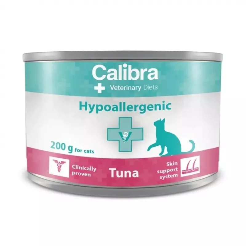 Mokra karma dla kota Calibra VD Cat Hypoallergenic Tuna 200 g saszetka, weterynaryjna karma pełnoporcjowa, bezzbożowa, bez glutenu i soi