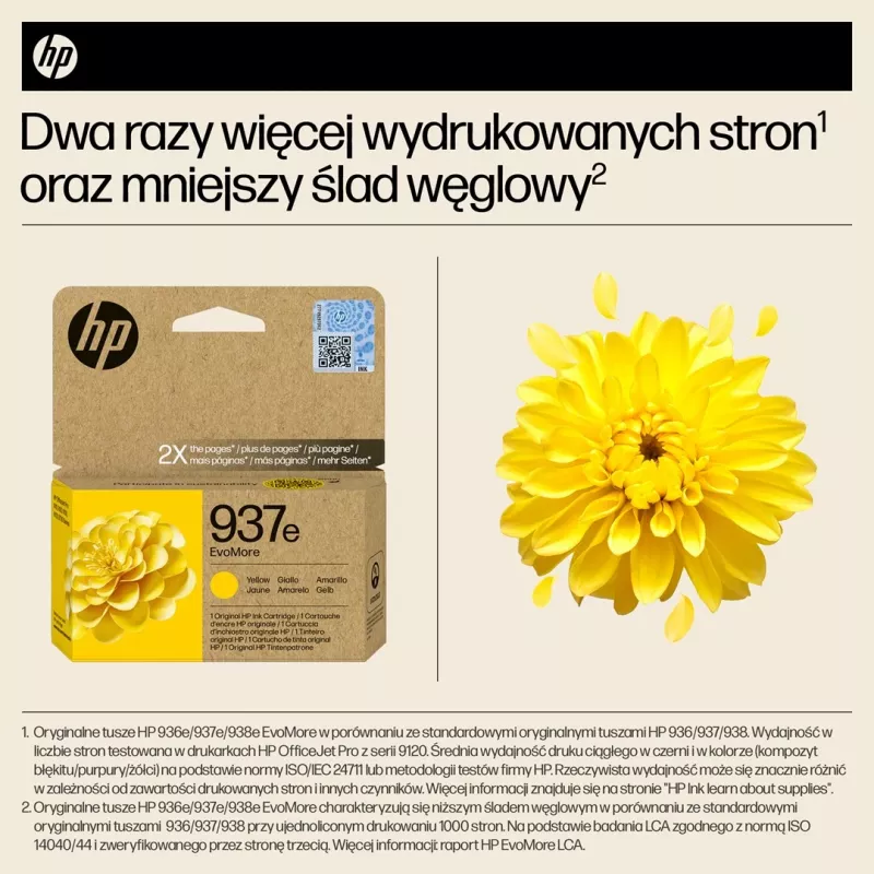HP 937e EvoMore żółty Oryginalny wkład atramentowy