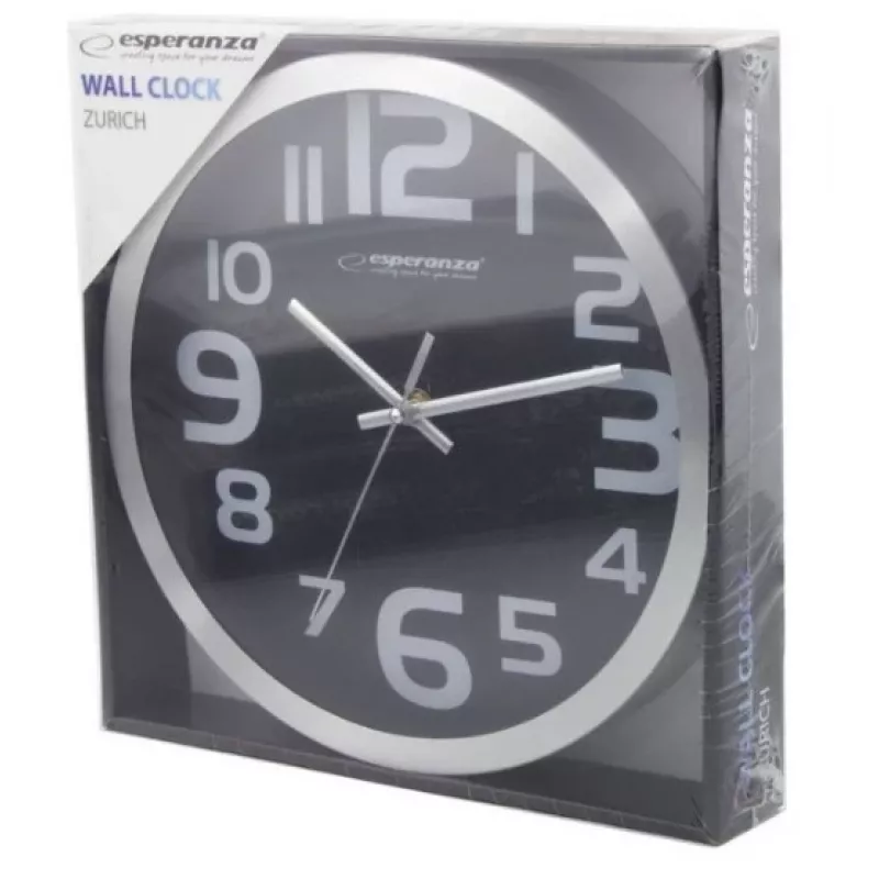 Wall clock Esperanza EHC013K Zurich Czarny Quartz Oval 25 cm, aluminiowa rama, grubość 4 cm