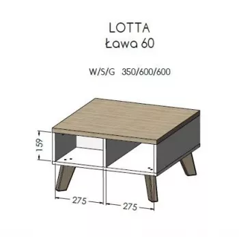 Cama LOTTA 60 Stolik kawowy dąb wotan/mat czarny
