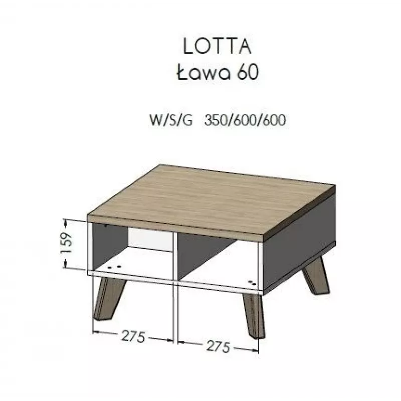 Cama LOTTA 60 Stolik kawowy dąb wotan/mat czarny