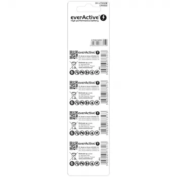Bateria litowa pastylkowa everActive CR3032, 3 V, 580 mAh, pastylkowa, opakowanie 4 szt.