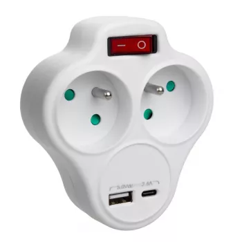 Elektryczna podwójna rozdzielacz gniazda MACLEAN MCE336E z 2 portami USB, typ E