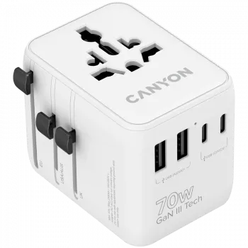 Adapter podróżny CANYON OnTour 70 EU/UK/US/AUS 70W Biały