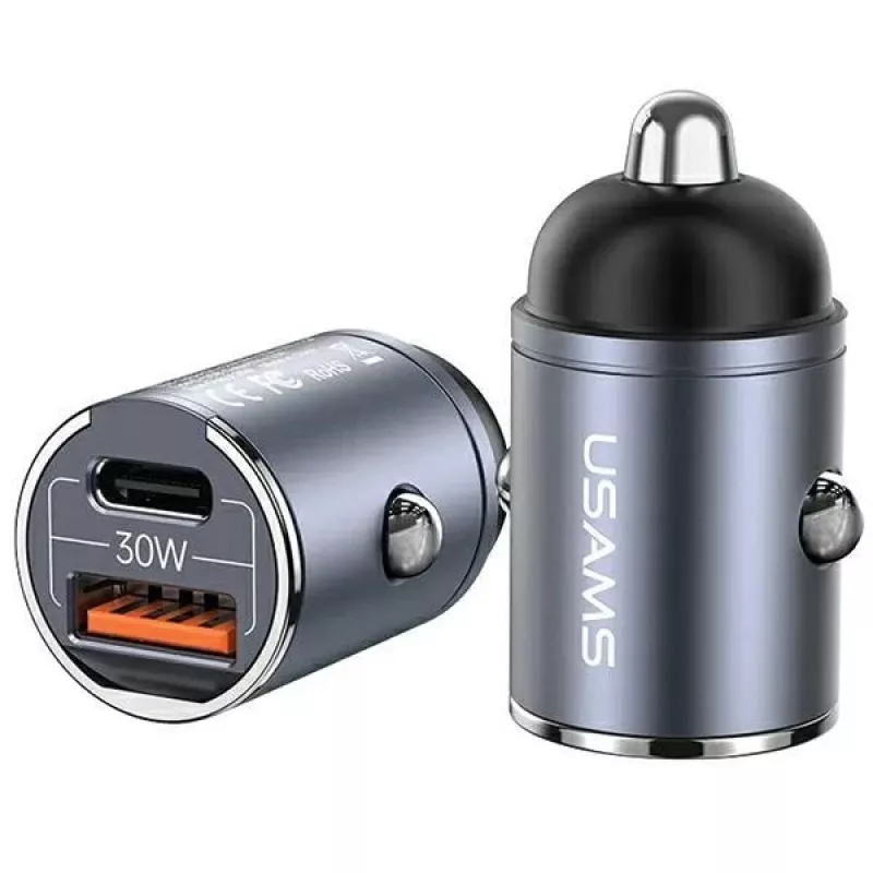 Ładowarka samochodowa usams C38 30 W — 1x USB-A + 1x USB-C szybkie ładowanie