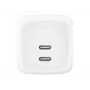 Wewnętrzna szybka ładowarka AC Belkin WCH020KQ2MWH-B6 — 2x USB‑C, 2 m zintegrowany kabel, biała