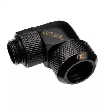 Alphacool Eiszapfen Złączka wkręcana do HardTube 13mm 90° obrotowa G1/4 - kątowa złączka zaciskowa do systemu chłodzenia cieczą - głęboka czerń