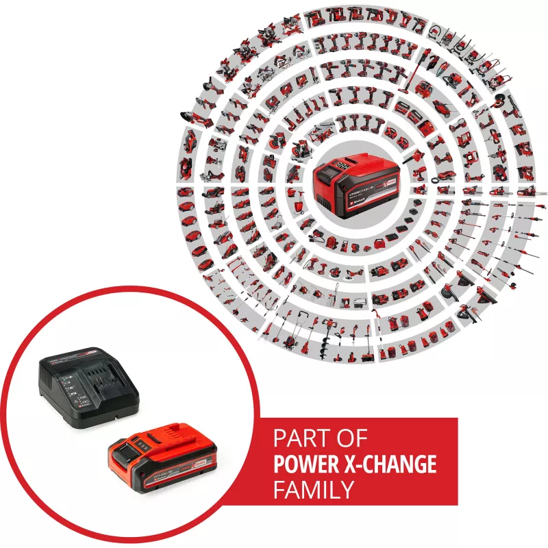 Akumulatorowa wiertarka udarowa EINHELL Power X-Change TE‑HD 18 Li, 18 V, Li‑Ion 4,0 Ah Plus, z zestawem wierteł i dłut