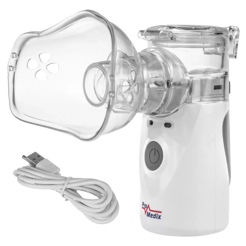 Przenośny inhalator siateczkowy ProMedix PR-835 nebulizator USB, zasilany bateriami nebulizator przenośny