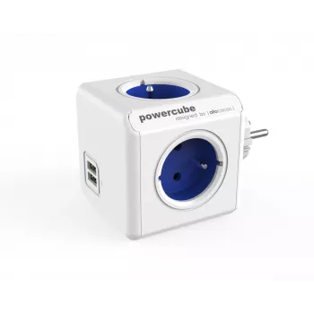 Allocacoc PowerCube Original USB (E) przedłużacz zasilania 4 gniazda AC Niebieski, Biały