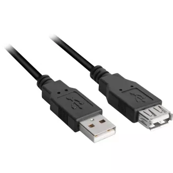 USB 2.0 Przedłużacz, wtyk USB-A > gniazdo USB-A czarny, 1,0 metra, podwójnie ekranowany