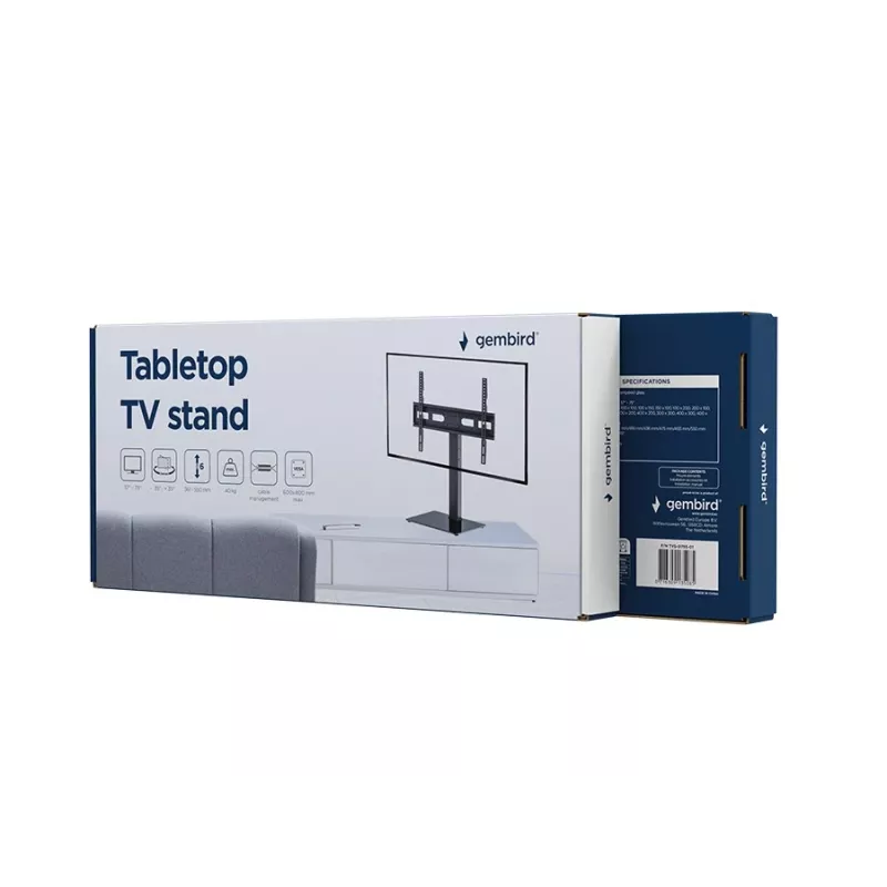 Podłogowy uchwyt do telewizora GEMBIRD TVS-D75S-01 do telewizorów 37–75 cali, stal, regulowana wysokość i kąt nachylenia, VESA 75x75–600x400, udźwig 40 kg