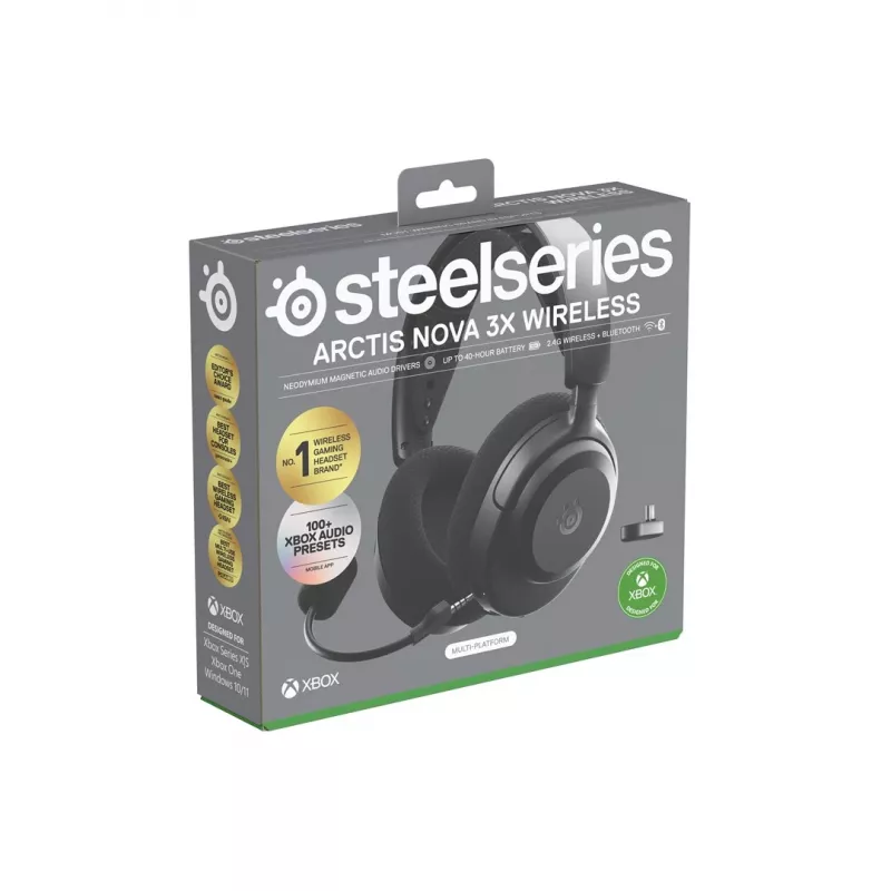Zestaw słuchawkowy STEELSERIES Arctis Nova 3X Wireless Bluetooth — wokółuszny, pałąk nagłowny, 20–22000 Hz, 260 g
