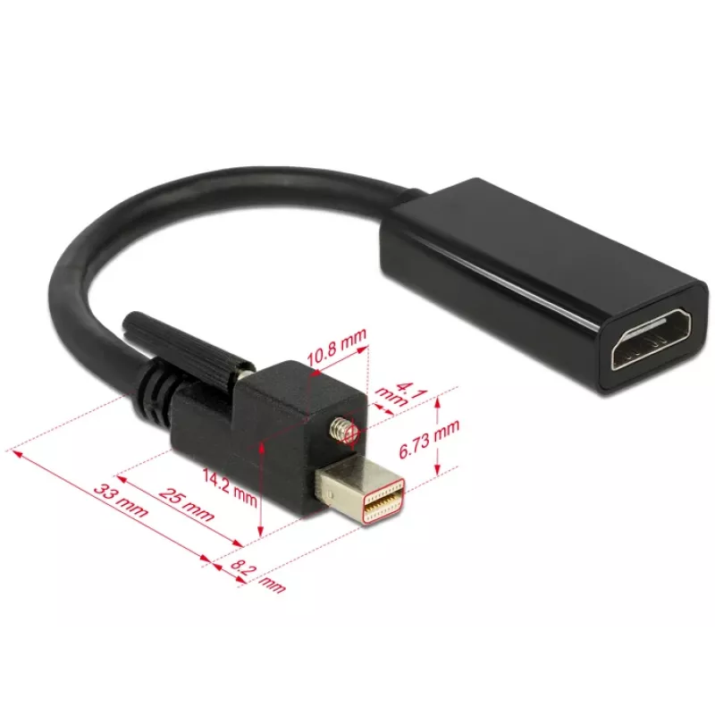 Adapter kablowy wideo DeLOCK 62640 Mini DisplayPort na HDMI 0,25 m czarny