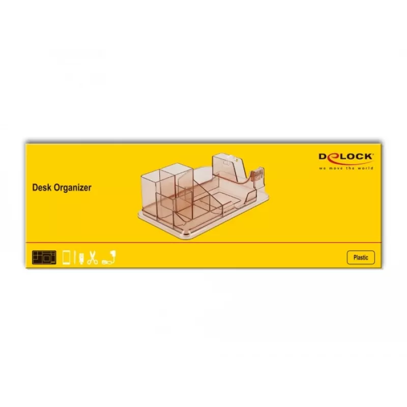 Organizer na biurko DeLOCK 18341 przezroczysty brązowy plastik 145x250x85mm