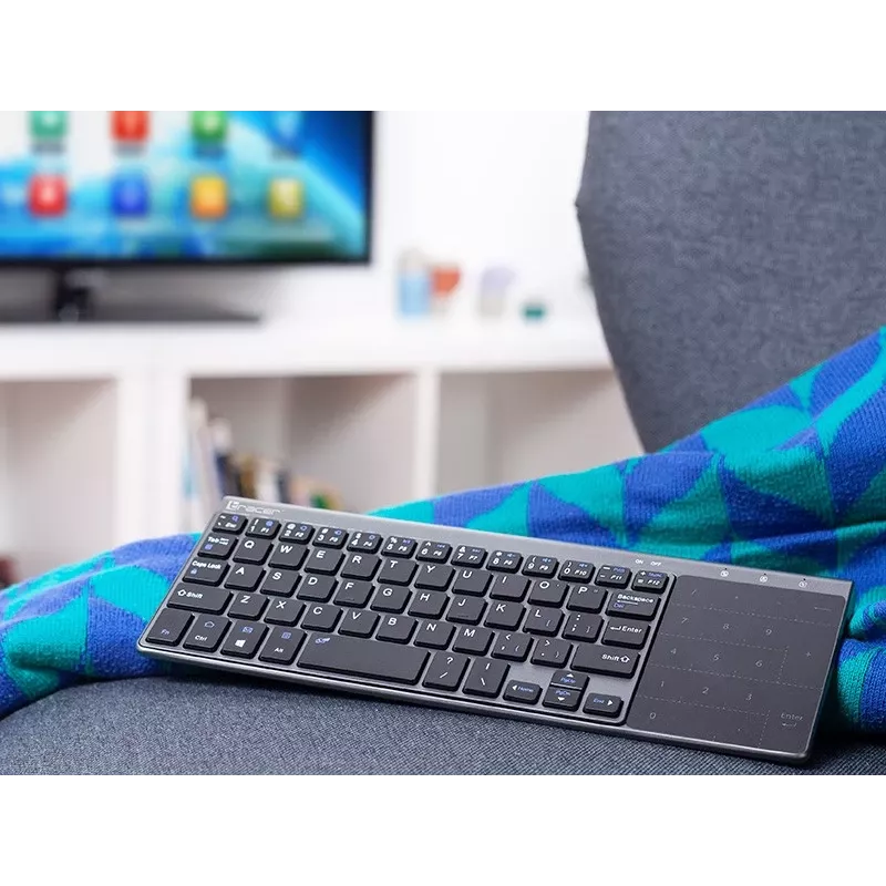 Bezprzewodowa klawiatura pełnowymiarowa TRACER TRAKLA46934, QWERTY angielska, nano odbiornik 2,4 GHz, membranowa, czarno-szara