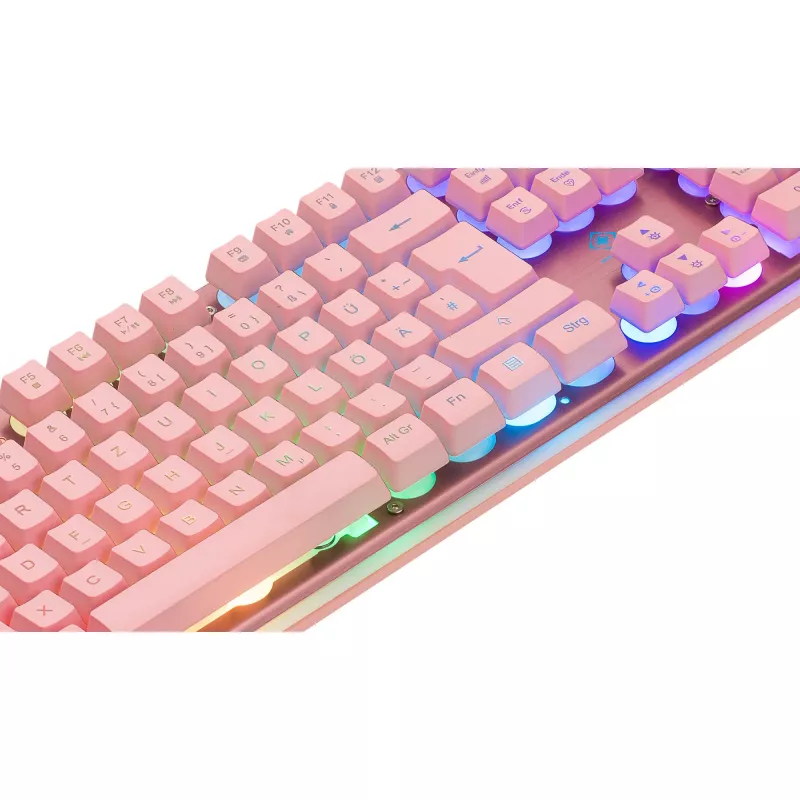 Deltaco GAM-021-RGB-P-DE - pełnowymiarowa (100%) - USB - przełącznik membranowy - QWERTZ - Różowy