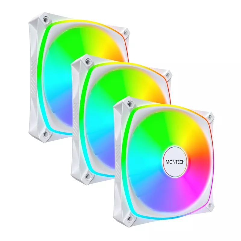 MONTECH RX120 PRO Biały 120mm ARGB Odwrócone Łopatki 3-szt.