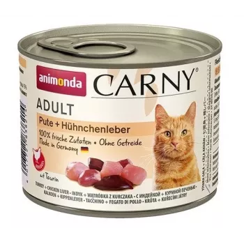 Karma mokra dla kota Animonda Carny Turkey + Chicken Liver Adult Grain Free 200 g, 11% białka, 6% tłuszczu