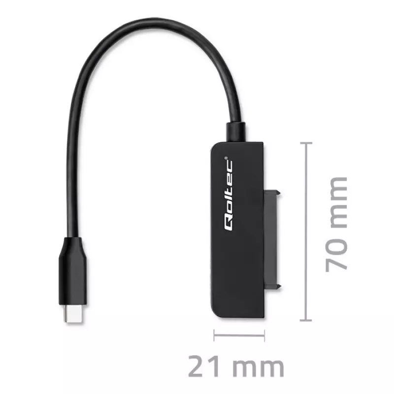 Adapter SATA QOLTEC 52269 do napędu 2,5 cala na USB-C, obsługa do 2 TB