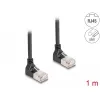 Kabel sieciowy DeLOCK RJ45 Cat.6A S/FTP cienki 90° w górę 1 m czarny