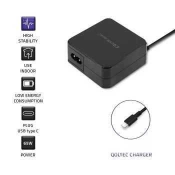 Qoltec 51027 Ładowarka | 65W | 5-20,3V | 2-3,25A | USB typu C | PD