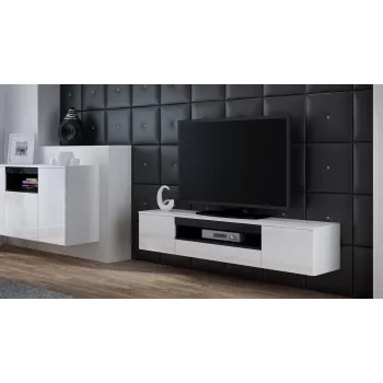 Cama stojak TV VIVA 180 biały/biały połysk + czarny