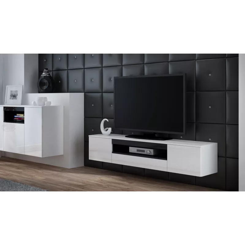 Cama stojak TV VIVA 180 biały/biały połysk + czarny
