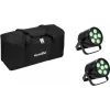 Zestaw reflektorów LED PAR EUROLITE 2x AKKU PAR 6 QCL, przenośne oświetlenie sceniczne zasilane bateriami