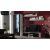 Stolik pod telewizor cama meble SOHO 140 — 1400×430×370 mm, biały blat, płyta wiórowa, biała rama, czarne fronty na wysoki połysk