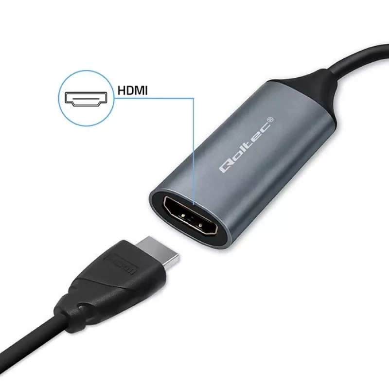 Adapter USB‑C na USB‑A i HDMI 4K 30 Hz QOLTEC w aluminium