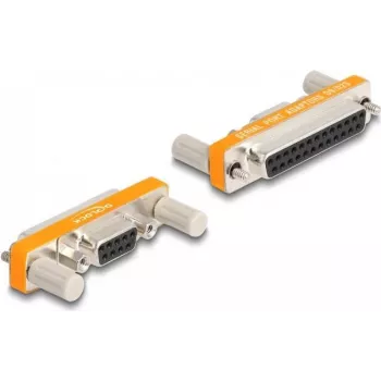 Adapter zmiany płci DELOCK D-Sub 9-pin na D-Sub 25-pin 66983, pozłacane styki, pomarańczowy/srebrny