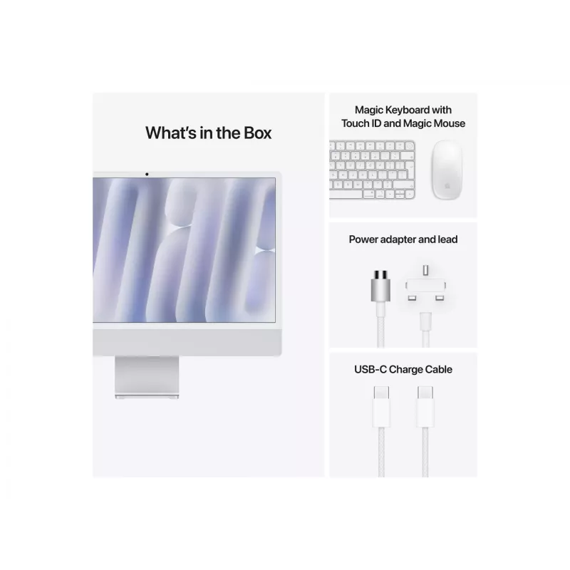 iMac 24 cale: M4 10/10, 24 GB, 512 GB SSD – Srebrny