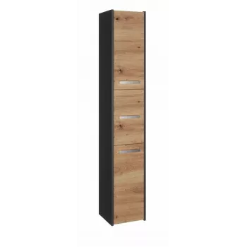 Szafka łazienkowa top e shop S33 — wolnostojąca, dębowa rama, wykończenie antracyt/Artisan, 6 półek