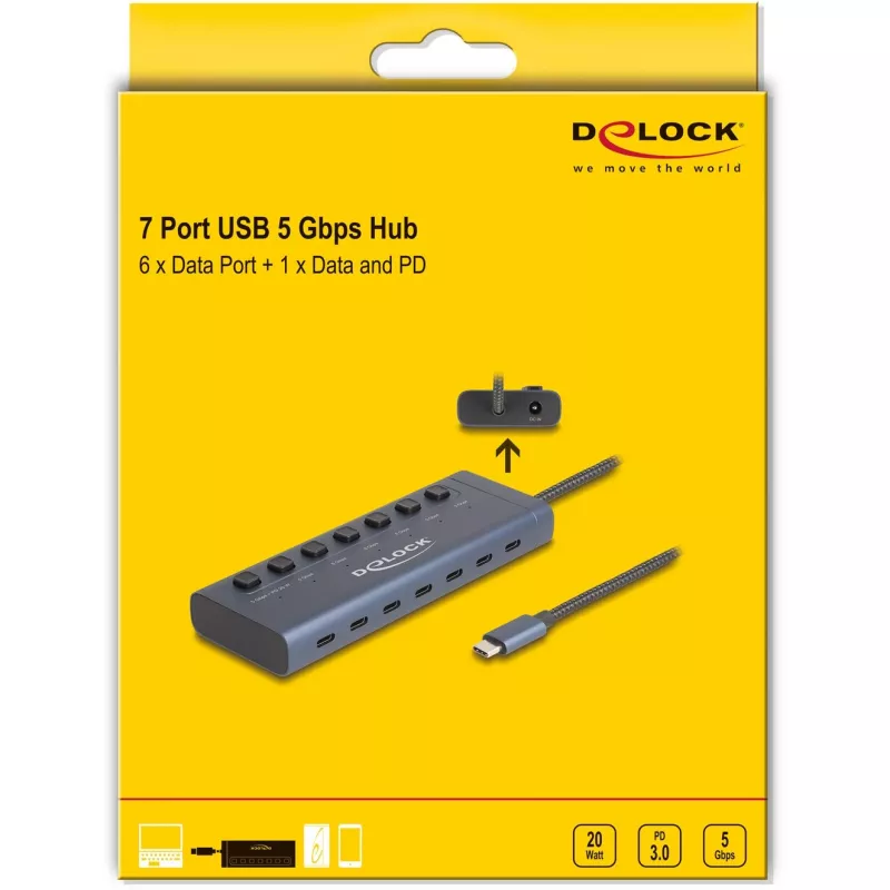 DeLOCK 63410 USB 3.2 Gen 1 Type-C Hub 5000 Mbit/s Niebieski