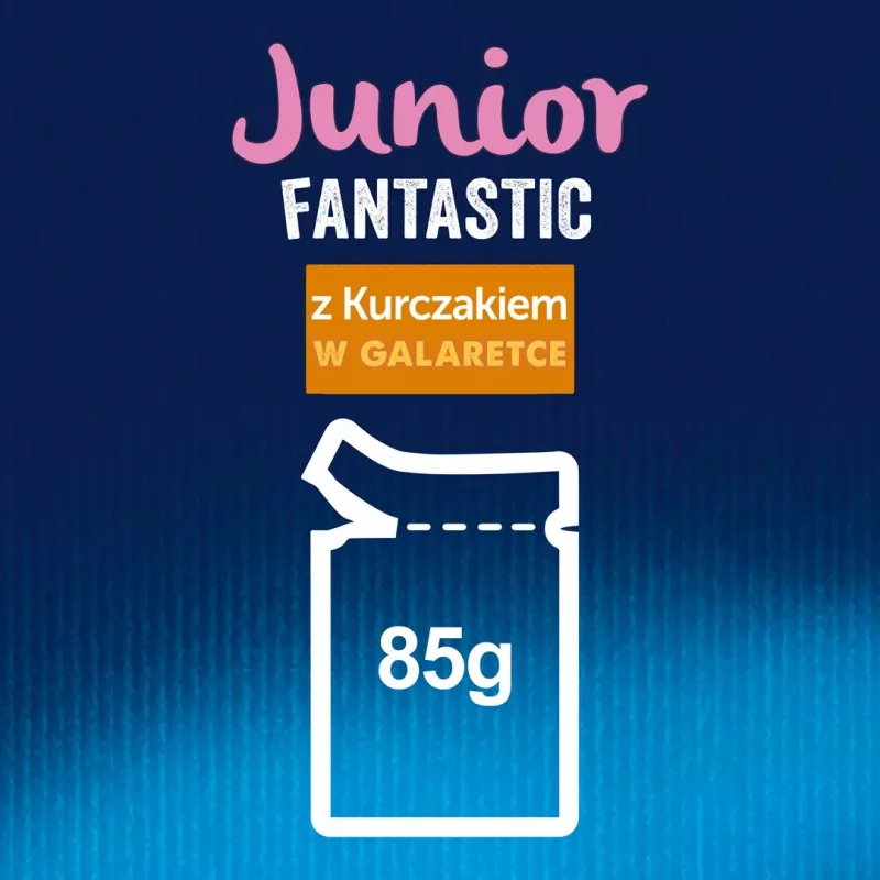 Mokra karma dla kotów Purina Nestlé Felix Fantastic Junior 85 g saszetka — kurczak, 77,5% wilgotności, 13,5% białka
